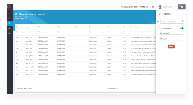 Report - Timereport platform